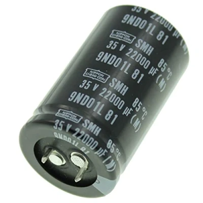 Abbildung von Elko Kondensator 2x radial 22000µF 35V Snap In Elektrolytkondensator bis zu 85C 22000uF Electrolytic Capacitor from United Chemi Con