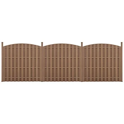 Abbildung von neu.holz WPC Gartenzaun mit Rundbogen und Pfosten 185x562cm Braun Sichtschutz Windschutz Lamellenzaun Zaun
