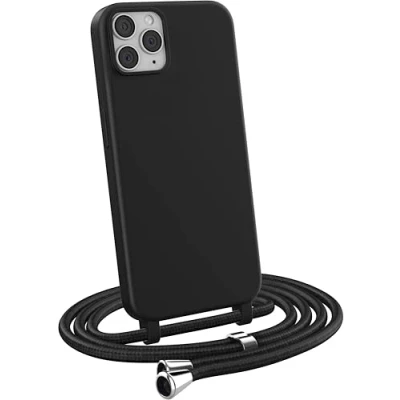 Abbildung von MyGadget Handykette für iPhone 11 Pro Max [ Hülle mit verstellbaren Band ] TPU Handyhülle Handyband zum Umhängen Kordel Schnur Case Schutzhülle Schwarz