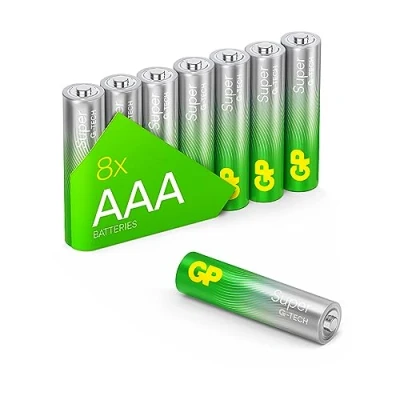 Abbildung von GP Super Alkaline Batterien AAA Micro, LR03, 1,5V, 8 Stück, ideal für Die Stromversorgung von Geräten des täglichen Bedarfs Neue G TECH Technologie