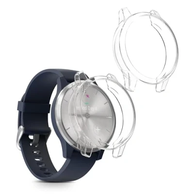 Abbildung von kwmobile 2X Sport Schutzhülle kompatibel mit Garmin vivomove 3S Hülle Silikon Cover klar Case ohne Tracker Transparent