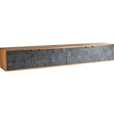 Abbildung von Lowboard Teele 200 cm Akazie Natur Schiefer 4 Türen schwebend