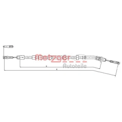 Abbildung von METZGER 10.9512 Handbremsseil hinten links 2025/1868 Scheibenbremse COFLE MERCEDES BENZ: ML Klasse
