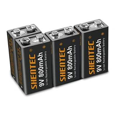 Abbildung von 4 Stück Shentec 9V Akku 800mAh Block Batterien Wiederaufladbare 6F22,Lithium ion 9 Volt Aufladbare Akkubatterien mit geringer Selbstentladung &amp; Lange Lebensdauer
