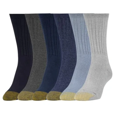 Abbildung von Gold Toe Damen Casual Ribbed Crew Socken Multipairs (6er Pack), Flanell/Chambray sortiert (6 Paar), 38