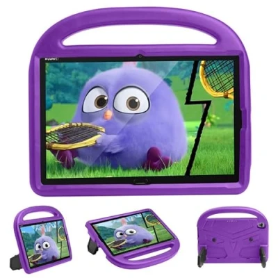 Abbildung von Kinderhülle für Huawei Mediapad M6 2019/M5 10,8 Zoll, Tablet Hülle kinderfreundlich, leicht, Griff mit Ständer, weicher EVA Schaum, stoßfeste Schutzhülle, Violett