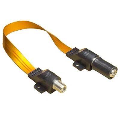 Abbildung von Good Connections® SAT Tür /Fensterdurchführung mit Wetterschutz High Quality, extrem flach F Kupplung an Gesamtlänge inkl. Stecker 27 cm, flexible Länge 17 cm