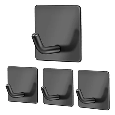 Abbildung von Klebehaken Schwarz Matt Wandhaken 304 Edelstahl Rostfrei Handtuchhaken Ohne Bohren 4 Stk. Haken Selbstklebend Bad Kleiderhaken für Küchen Badezimmer Toilettenschränke Vista