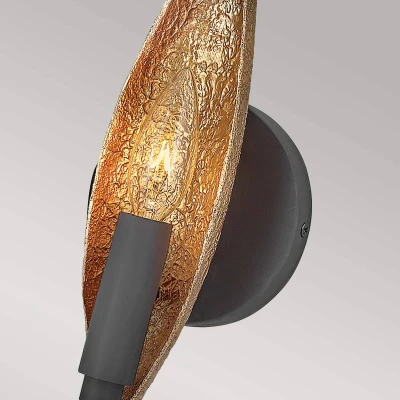 Abbildung von Elstead Lighting QN WILLOW1 CBK QUINTIESSE Wandleuchte Willow E14 1x40W Stahl, Carbonschwarz mit Gold; L:7.9cm H:33cm B:11.4cm dimmbar