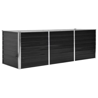Abbildung von vidaXL Hochbeet Pflanzkübel Blumenkasten Garten Pflanzkasten Terrassen Gemüsebeet Gartenbeet Pflanzbeet Anthrazit 240x80x77cm Verzinkter Stahl