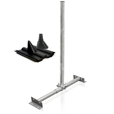 Abbildung von Premium X Dachsparrenhalter Set für Satellitenschüssel Sparrenhalter 1m Mast SAT Frankfurter Ziegel Manschette schwarz