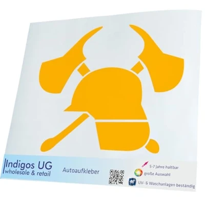 Abbildung von INDIGOS UG Aufkleber Autoaufkleber JDM Die cut Auto 160x120 mm Feuerwehr gelb Heckscheibe Heckscheibenaufkleber Sticker Tuning