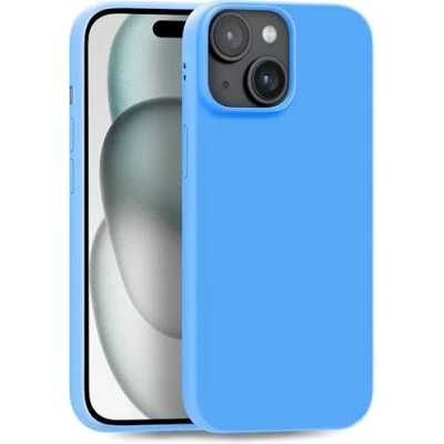 Abbildung von MyGadget Hülle kompatibel mit iPhone 15 robuste Silikon Schutzhülle TPU Case Slim Silikonhülle Back Cover Ultra Kratzfest Handyhülle matt Hellblau