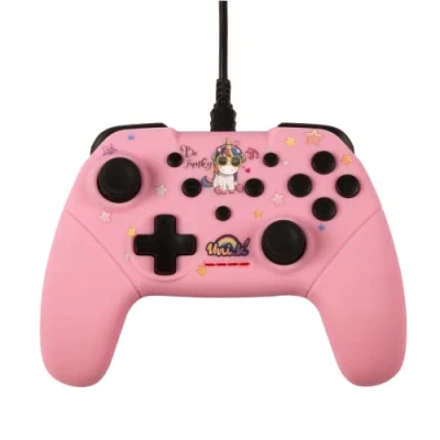 Abbildung von Konix Unik Wired Controller für Nintendo Switch, Switch OLED und PC 3 m Kabel Be Funky Motiv, Einhorn Pink