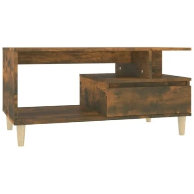 Abbildung von vidaXL Couchtisch Wohnzimmertisch Beistelltisch Sofatisch Teetisch Kaffeetisch Tisch Wohnzimmer Räuchereiche 90x49x45cm Holzwerkstoff