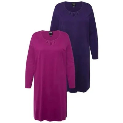 Abbildung von Ulla Popken RUNDHALS, Langarm Unterhemd/shirt, Damen, Größe: 42/44, Lilablau