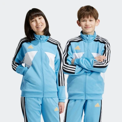 Abbildung von adidas Performance Junior Unisex Trainingsjacke für Kinder, Größe: 176, Light blue/white/black/hazy beige