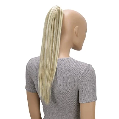 Abbildung von CAISHA 50cm Clip on Zopf Haarteil Pferdeschwanz Haarverlängerung Kunsthaar Glatt Hellblond Mix H153