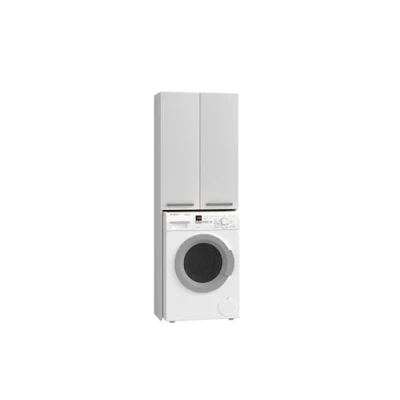 Abbildung von Home Collective Waschmaschinenumbauschrank Waschmaschinenschrank weiß, Hängeschrank Badschrank, Hochschrank Badezimmer Regal, Waschmaschine Trockner große Türen 64x183x30cm
