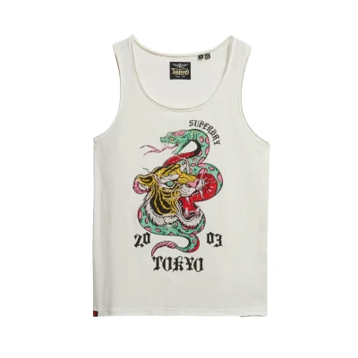 Abbildung von Superdry NEO TRAD Tattoo Scoop NECK TANK Top, Damen, Größe: 42, Bone white slub