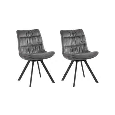 Abbildung von Home4You Polsterstuhl, 2er Set, Grau, Samt, Metallgestell, mit Falten Steppung