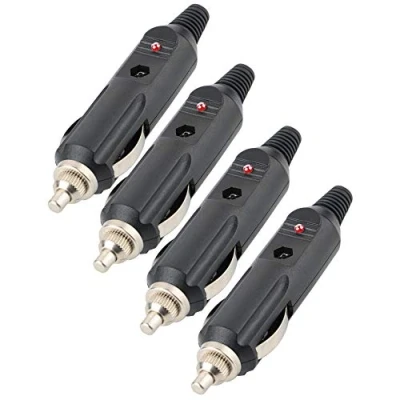 Abbildung von CESFONJER 4 Pcs Auto Zigarettenanzünder Stecker, Zigarettenanzünde Universalstecker mit Sicherung rot LED DIY 12V 24V