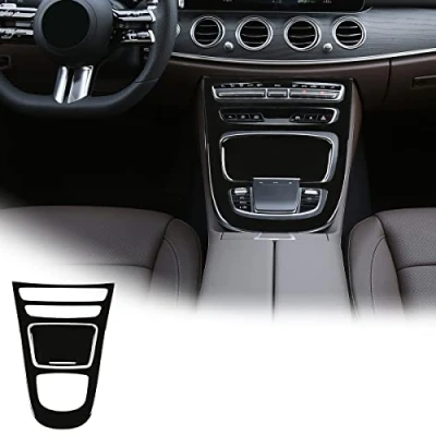 Abbildung von ABS Kunststoff Mittelkonsole Getriebe Panel Rahmen Abdeckung Trim Aufkleber für Benz E Klasse W213 2021 Auto Innenraum Zubehör (schwarz)