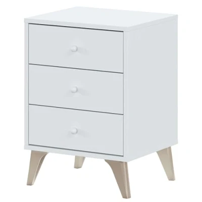 Abbildung von Habitdesign Nachttisch, Bürobuch, kostengünstiges Modell, mattweißes Finish, Maße: 38 cm (Breite) x 45 (Höhe) 34 (Tiefe)