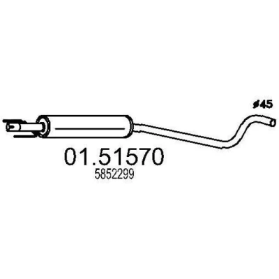 Abbildung von MTS 01.51570 Mittelschalldämpfer 1800 OPEL: Astra H GTC, Schrägheck, G CC