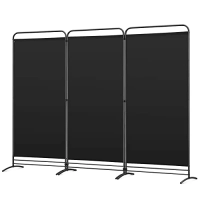 Abbildung von Angel Living Paravent 3 Teilig Klappbar Raumteiler Freistehend Sichtschutzwand Stellwand Trennwand Sichtschutz für Büros, Balkon,Schlafzimmer,Außengarten,243cm x 180cm Schwarz