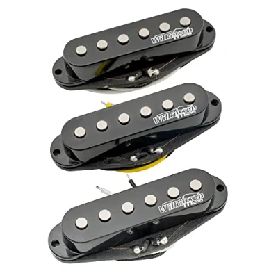 Abbildung von Wilkinson M Serie Hoher Output Alnico 5 Strat Single Coil Pickups Tonabnehmerset für Stratocaster E Gitarre, Schwarz