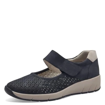 Abbildung von Jana Damen Halbschuhe mit Klettverschluss Vegan, Blau (Navy), 38 EU