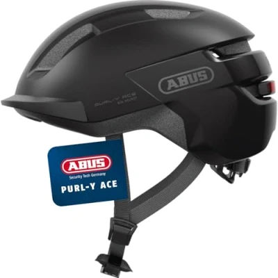 Abbildung von ABUS Fahrradhelm Purl Y ACE mit LED Licht geeignet Fahrten auf E Bike und S Pedelec Trendiger NTA Schutzhelm für Erwachsene Jugendliche Schwarz, Größe M