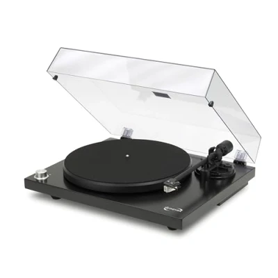 Abbildung von DynaVox HiFi Plattenspieler PS 320 BT, manueller Schallplattenspieler mit Riemenantrieb, Bluetooth Streaming, abschaltbarer Phono Vorverstärker, 2 Geschwindigkeiten 33 u. 45 U/min, schwarz, 207814