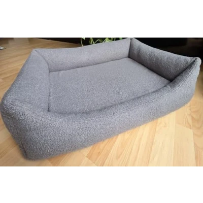 Abbildung von Orthopädisches Hundesofa Hundebett Ortopedico aus Teddystoff dunkelgrau 100 cm X 75 mit hersausnehmbarer Viscoschaummatratze