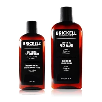 Abbildung von Brickell Daily Essential Face Care Routine I, für Herren, Gel Gesichtsreiniger &amp; Gesichts Feuchtigkeitslotion, Ohne Duftstoffe