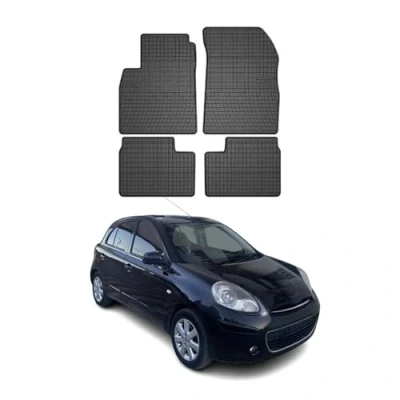 Abbildung von OMAC Gummi Fußmatten kompatibel mit Nissan Micra K13 2010 2016 Automatten Schwarz 4X