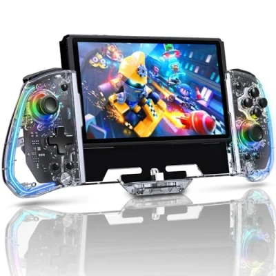 Abbildung von NexiGo Gripcon, (Gen 2), Keine Deadzone, Enhanced Switch/Switch OLED Controller für Handheld Modus, Ergonomisches Design mit 6 Achsen Gyro, Back Button Mapping, Vibration, Crystal