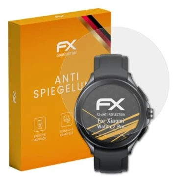 Abbildung von atFoliX Panzerfolie kompatibel mit Xiaomi Watch 2 Pro Schutzfolie, entspiegelnde und stoßdämpfende FX Folie (3X)