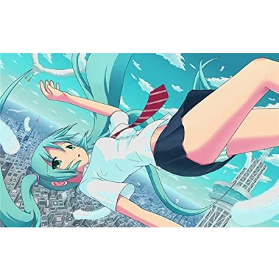 Abbildung von Assmy Diamond Painting Set Bilder Groß Erwachsene/Kinder Hatsune Miku 5D DIY Diamant Painting,Daiments Full Drill Malen nach Zahlen Malerei Kits Dekoration für Home Wall Square 40x50cm