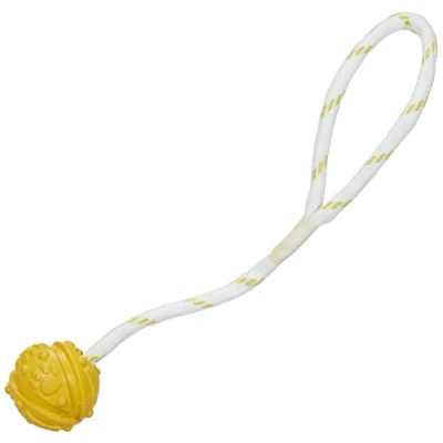 Abbildung von TRIXIE Outdoor Spielzeug Ball am Seil, schwimmt, Naturgummi, Maße: ø 4,5 cm / 35 Farbe: orange