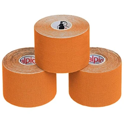 Abbildung von ALPIDEX Kinesiologie Tape 1/3/ 6/12 Rollen Viele Farben 5 m x cm Anwendungsbroschüre Elastisch Wasserfest Hautfreundlich Physio Muskel Set, Farbe:orange, Menge:3