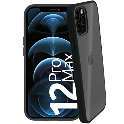 Abbildung von smart engineered se® HARDCASE für iPhone 12 Pro Max Hülle Transparente Schutzhülle Schwarzer Softframe Kratzfest Stoßfestigkeit Handyhülle case Cover durchsichtig