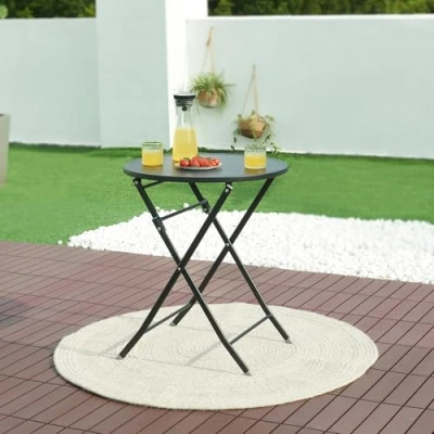 Abbildung von en.casa Klapptisch, »Sande« Stahl 71 x Ø62 cm Schwarz
