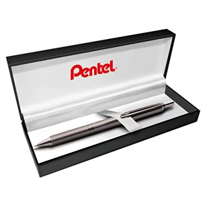 Abbildung von Pentel BL407MA BOX EnerGel Sterling Liquid Gel Tintenroller in Geschenkbox, Gehäuse Anthrazit, Strichstärke 0.35 mm, Kugeldurchmesser 0.7 Schreibfarbe Schwarz, 1 Stück (1er Pack)