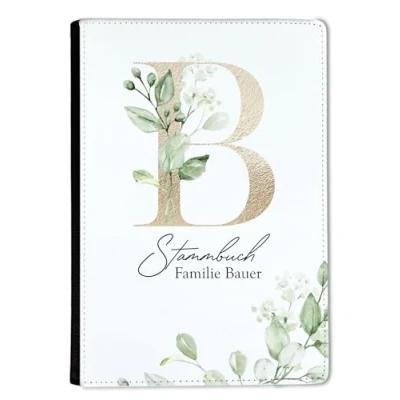 Abbildung von CreaDesign, Stammbuch Hochzeit personalisiert, Familienstammbuch A5 aus Leder mit Klemmschiene, 15 x 22 cm