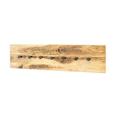 Abbildung von HAKU Möbel Wandgarderobe Eiche geölt, schwarz, Massivholz, Metall Maße: B 80 cm x H 20 T 6 cm, Style: Modern