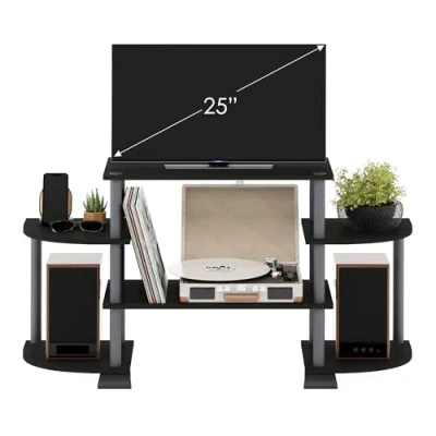 Abbildung von Furinno TV Unterhaltungszentrum Turn N Tube Roundedecorner, Schwarz/grau, 105.4 (B) x 58 (H) 29.5 (T) cm