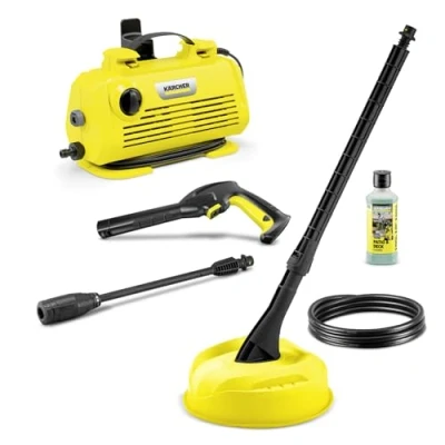 Abbildung von Kärcher Hochdruckreiniger K 2 Premium Horizontal VPS Home, Druck: max. 110 bar, Fördermenge: 360 l/h, Fläche: 20 m²/h, Gewicht: 3,5 kg, Hochdruckpistole, Dreckfräser, Strahlrohr, Home Kit