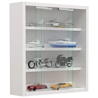 Abbildung von VCM Glasvitrine hängend Vitrine Glas mit ESG Sicherheitsglas Maße: H. 40 x B. 37 T. 10 cm Hängevitrine Modern und platzsparend Vitrinenschrank Agisa S Weiß